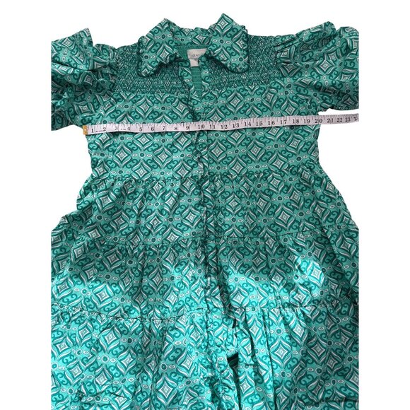 Hyacinth House Shirt Mini Dress Geo Floral Graham Mint Green Cotton Women Size M - Picture 5 of 8